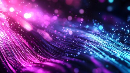 Poster - Abstract background with glowing particles flowing and creating a magical energy wave. Perfect as a motion background for futuristic videos and presentations