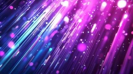 Poster - Vibrant abstract background with glowing lines and particles moving upwards in a dark, futuristic environment