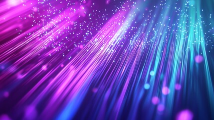 Poster - Abstract background with glowing lines and particles moving upwards, suggesting speed and data transmission in a futuristic technological context