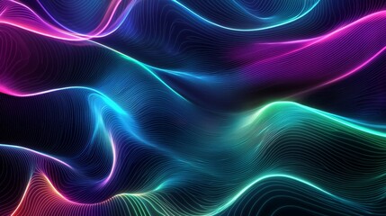 Poster - Colorful curvy lines are creating an abstract pattern that evokes a sense of energy and movement. This digital art is ideal for any project related to technology, music, or design