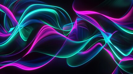 Wall Mural - Abstract colorful waves of light flowing and blending on dark background, creating a mesmerizing and futuristic atmosphere