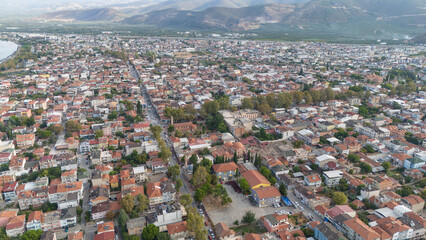 Aerial view of the historical city of Iznik by the Iznik Lake, Turkey.