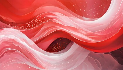 Wall Mural - Dynamic Red and Pink Waves with Halftone Dot Patterns