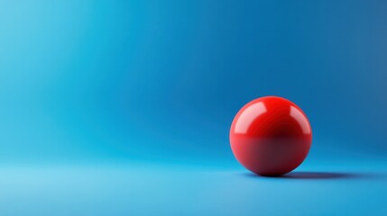 Poster - red sphere on blue gradient background for minimalist design concepts