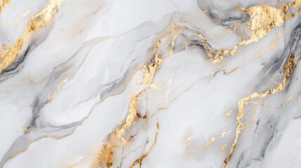 Wall Mural - Immerse in luxurious white and gold marble texture with swirling ink, evoking modern style. Perfect for creative projects, this high-res image offers a versatile backdrop