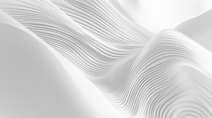 Poster - White wave pattern is flowing and creating abstract shapes, giving a sense of elegance and dynamism. This modern background is ideal for projects that require a clean and minimalist aesthetic
