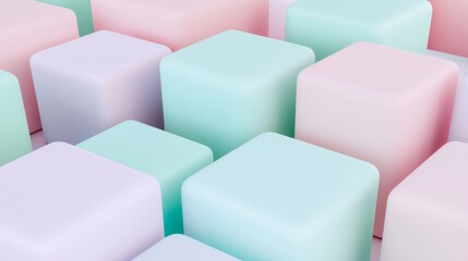 Poster - Three-dimensional rendering of a multitude of cubes forming a pattern, with a minimalist and modern aesthetic. The image inspires a sense of order and symmetry