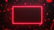 © Business Pics - Black Friday web marketing Banner. Square rectangle picture frame with red neon color motion graphic on isolated black background with confetti. red light moving for overlay element. Generative ai