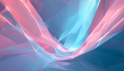 Wall Mural - Vibrant Abstract Pink and Blue Low Poly Background with Glowing Lines and Soft Light Effects