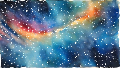 Wall Mural - Vibrant abstract watercolor galaxy with dynamic blue streaks and shimmering white dots creating a cosmic atmosphere