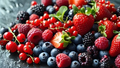 Wall Mural - Vibrant Medley of Fresh Berries Showcasing Natures Sweetness