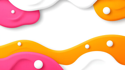 Poster - Colorful abstract shapes in bright pink, orange, and white create an engaging design against a clean, white background