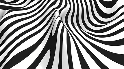 Wall Mural - Black and white abstract wave pattern with flowing lines creating an optical illusion of depth and movement. Optical Illusion. Illustration