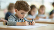 © Tania - Delightful small boys and girls actively participating in a fun learning activity to master basic reading and writing skills, centered around the alphabet in a vibrant educational