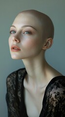 Wall Mural - Portrait of a Woman with Shaved Head and Lace