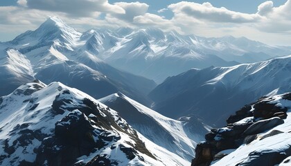 Wall Mural - Majestic Snow-Capped Mountain Peak Against a Clear Blue Sky