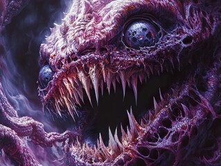 Wall Mural - Nightmarish Creature: A Digital Painting of Horror and Fear