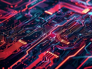 Circuit board futuristic background. 3d rendering, 3d illustration.