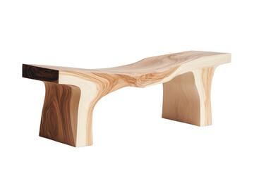 Leinwandbilder - Sustainable wooden bench, minimalist design, natural wood grain,Isolated on transparent background