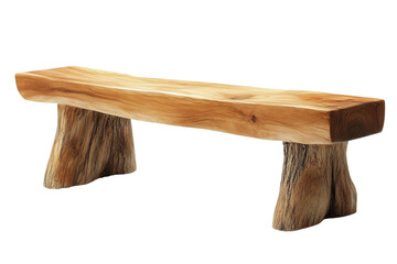 Leinwandbilder - Sustainable wooden bench, minimalist design, natural wood grain,Isolated on transparent background