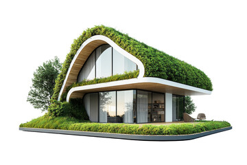Poster - Innovative insulated green building with green roof, energyefficient and sustainable,Isolated on transparent background.