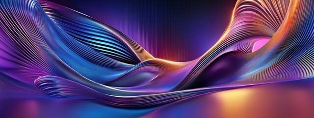 Vibrant glowing purple and blue waves, abstract neon light trails, dynamic flowing energy, smooth curving lines, luminous electric colors, dark background, futuristic aesthetic, digital art, motion bl