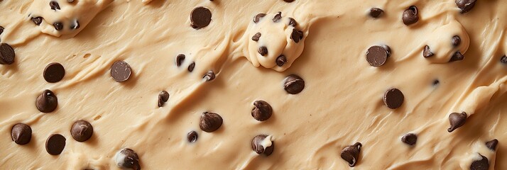 delicious close up of cookie dough with chocolate chips