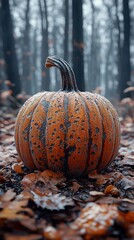 Canvas Print - Frosted Pumpkin in Autumn Forest