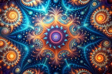 Poster - Colorful abstract fractal pattern with intricate details