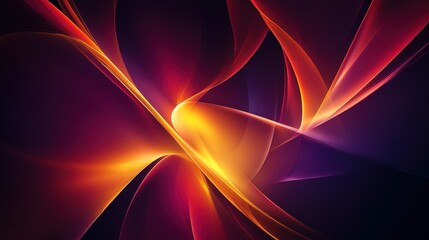 Poster - Abstract waves of yellow and green flow over a dark background, creating a vibrant and dynamic visual effect
