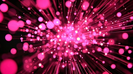 Poster - stunning display of pink particles radiates outward, creating an energetic explosion that captivates the viewer with cosmic vibrancy and dynamic movement.