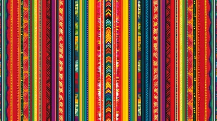 Vibrant textile pattern featuring colorful stripes and intricate designs, perfect for showcasing traditional craftsmanship.