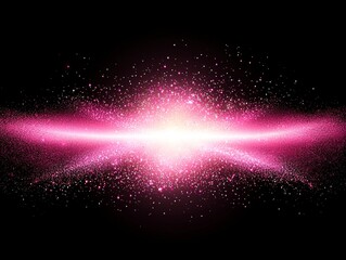 Aufkleber - captivating explosion of pink particles bursts forth, forming a luminous sphere of radiant energy, as particles scatter outward in a dynamic display on a black background.
