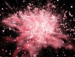Fototapete - dynamic eruption of pink particles bursts forth from the center, scattering luminosity and creating a mesmerizing wave of energy that fills the darkness.