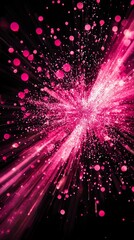 Fototapete - vibrant pink particle burst erupts from the center, radiating outward with a spectacular wave of glowing particles, creating a mesmerizing cosmic explosion effect.
