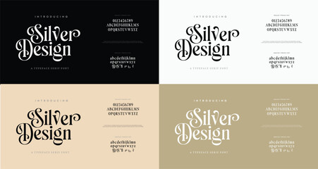 collection of silver design premium font. abstract fashion font alphabet. minimal modern urban fonts