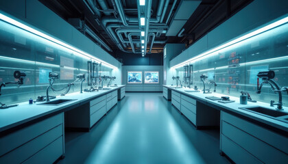 Wall Mural - modern lab interior for cell therapy and biotechnology research