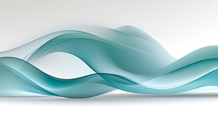 Aufkleber - Abstract flowing waves in soothing teal shades against a soft white background, creating a tranquil and harmonious visual experience