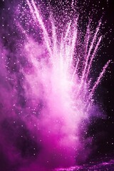 Fototapete - vibrant explosion of pink particles bursts forth, sending shimmering dust outward in an ethereal manner. This cosmic spectacle captivates with its dynamic energy.