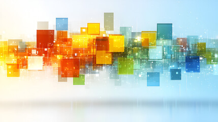 Aufkleber - Abstract colorful squares creating a vibrant digital background with a soft gradient in a serene environment