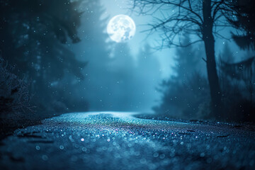 Wall Mural - a moon is reflected in the water of a lake. generative ai.,