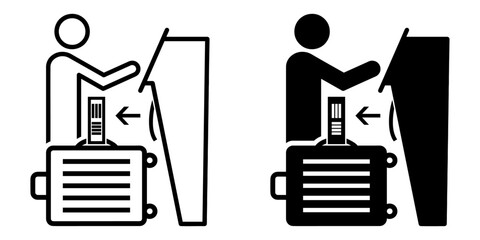 Poster - ofvs735 OutlineFilledVectorSign ofvs - self bag drop vector icon . step 1 . print out a baggage label . isolated transparent . outline and filled version . AI 10 / EPS / PNG . g12081