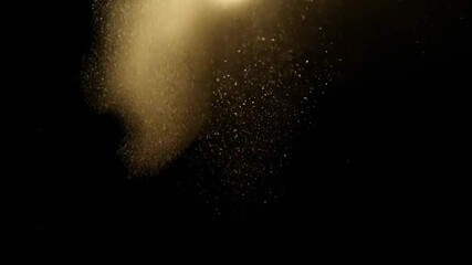 Poster - Abstract dynamic cloud of dust particles dispersing against black background in explosion