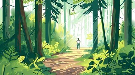 Wall Mural - Walking Through a Forest of Lush Greenery