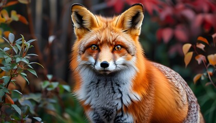 Red fox showcasing elegance in a serene back garden setting