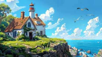 Poster - Coastal Lighthouse Home