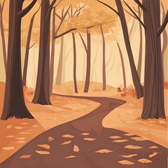 Wall Mural - Autumn Forest Path with Golden Leaves