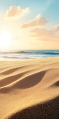 Canvas Print - Golden Sand Beach with Blue Sky and Ocean