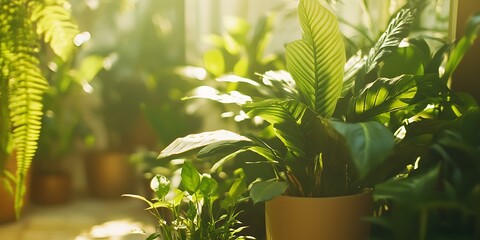 Canvas Print - Green Plants in Pots with Sunlight