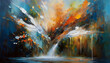© Delly - Original abstract oil painting of falling water